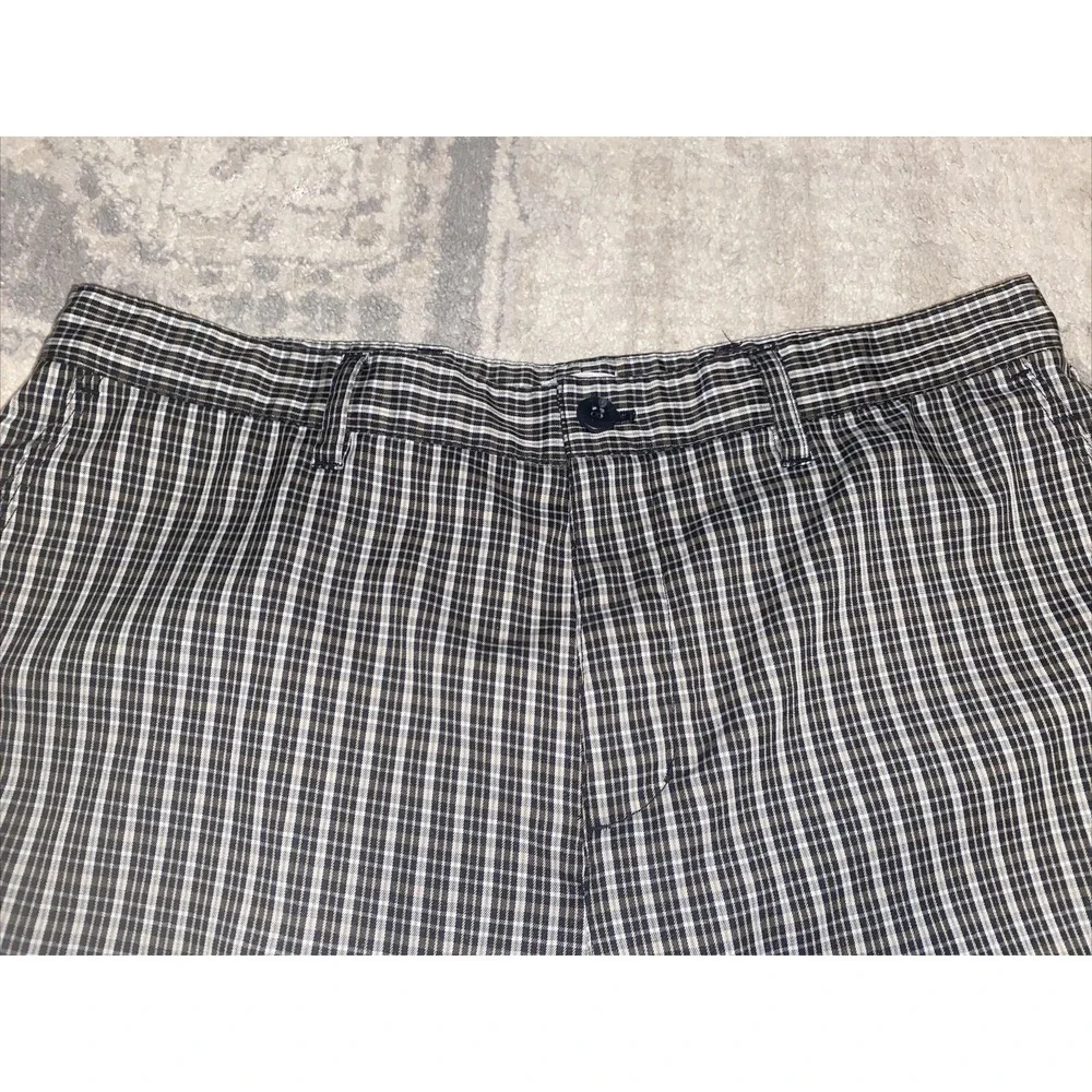 Adidas Golf Shorts Mens Size 34 Brown Black Plaid Flat Front‎ Stretch